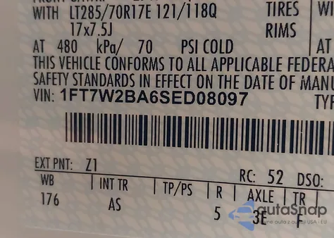 2025 Ford F-250 Xl z USA, uszkodzony, nr VIN 1FT7W2BA6SED08097